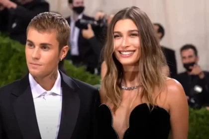 Justin Bieber and Hailey Bieber sharing a photo announcing the birth of their first child.