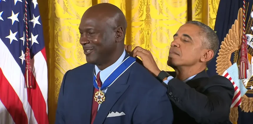 Michael Jordan Receives Presidential Medal of Freedom from President Obama
