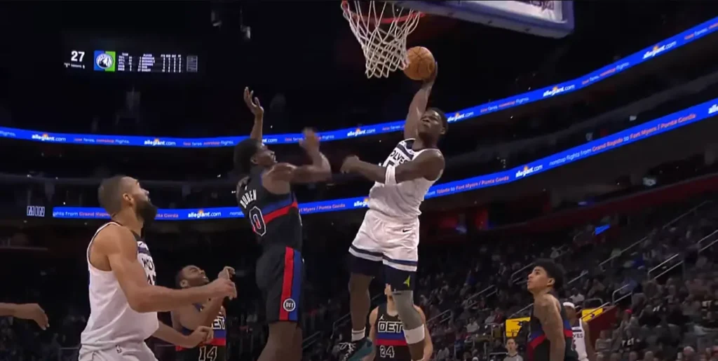 Anthony Edwards Scores a Basket During a Game