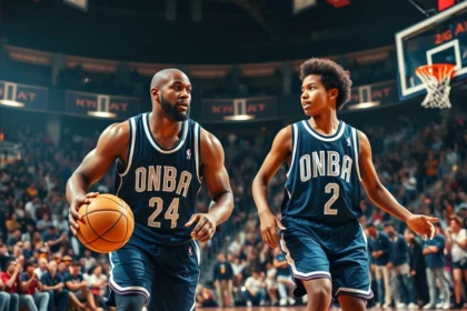 LeBron and Bronny James make NBA history: First Father-Son duo Share Court in NBA Game. Witness this milestone moment in professional basketball. Game between the Los Angeles Lakers and the Minnesota Timberwolves