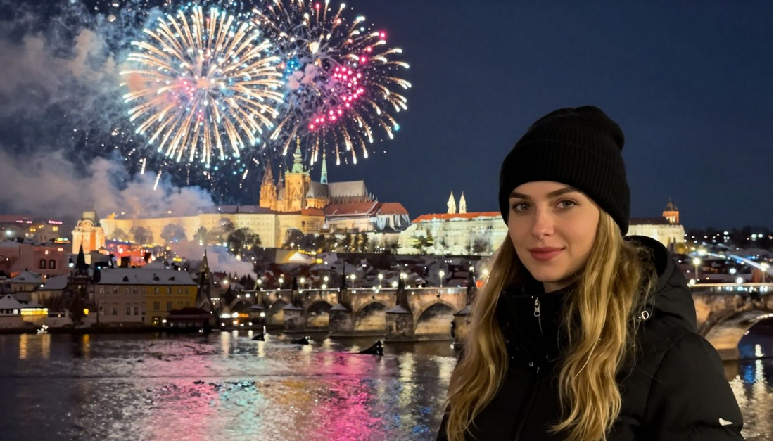 Prague's Winter Fairytale: Fireworks over the Vltava River