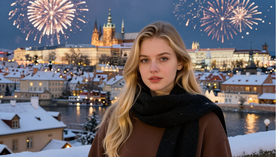 Prague's Winter Fairytale: Fireworks over the Vltava River