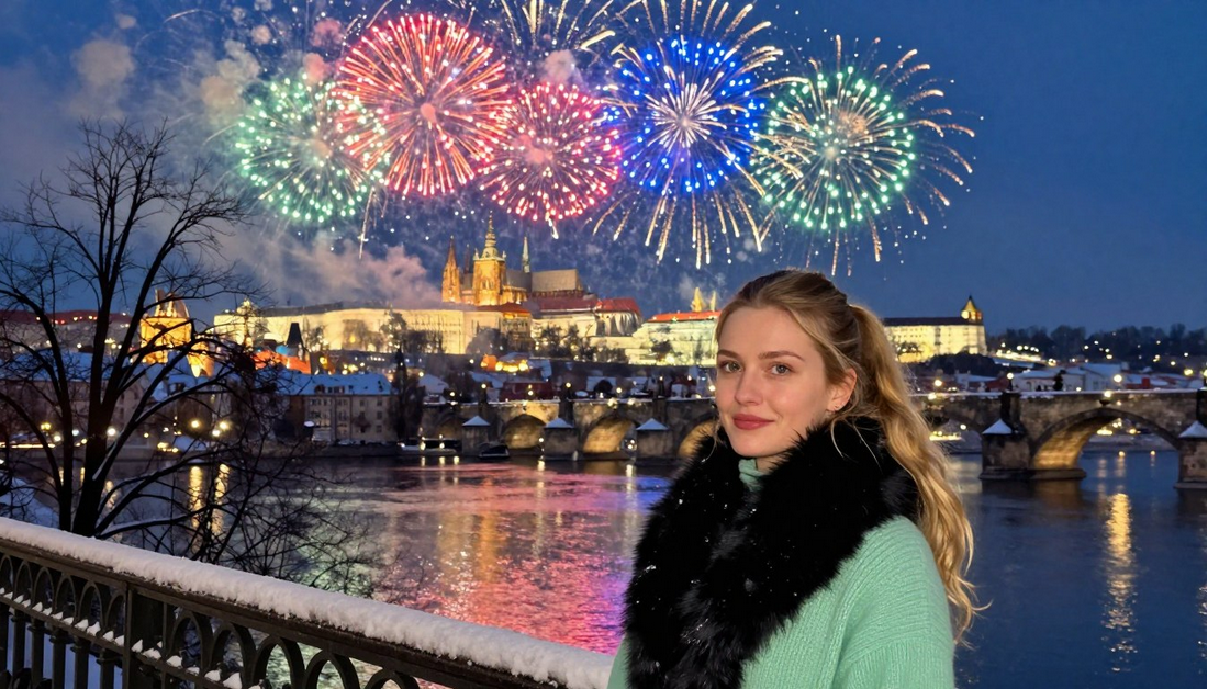 Prague's Winter Fairytale: Fireworks over the Vltava River