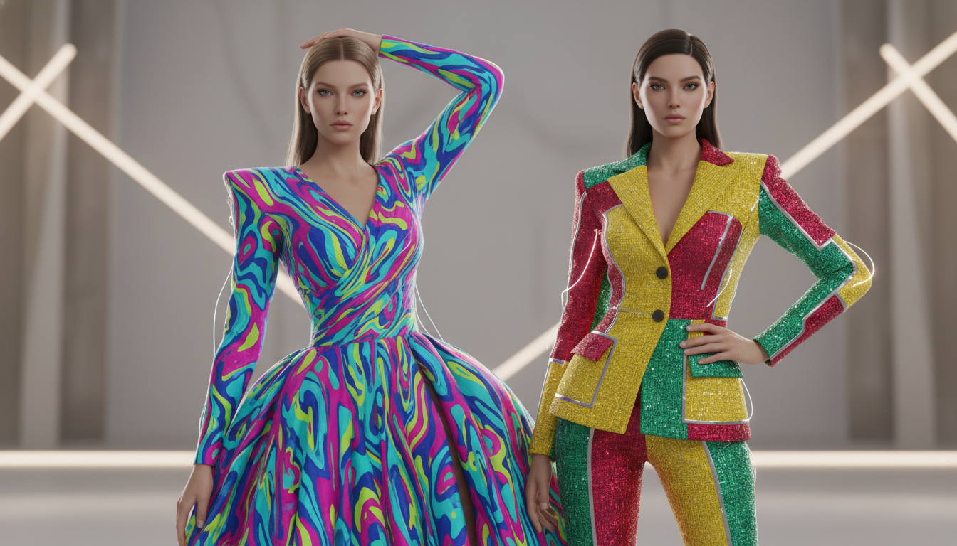 AI generated girl in neon streetwear fashion style