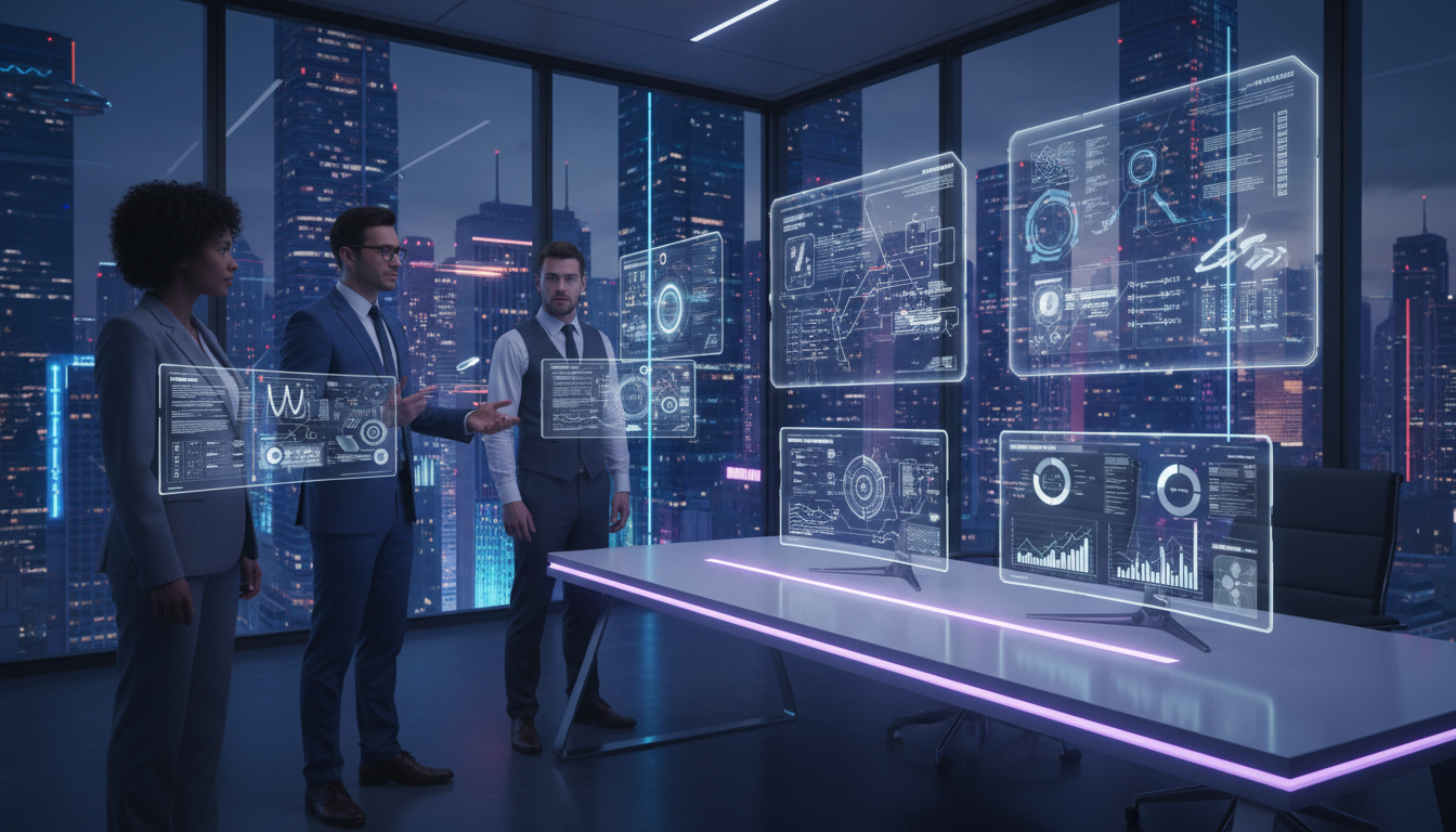 hypernatural-ai-review-2026-team-analyzing-ai-dashboard-holographic-screens