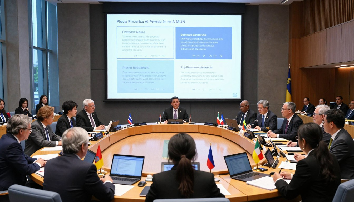 Security Council MUN simulation with AI prompts presentation