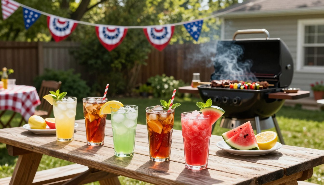 Memorial Day BBQ drinks lemonade iced tea watermelon punch for cookout