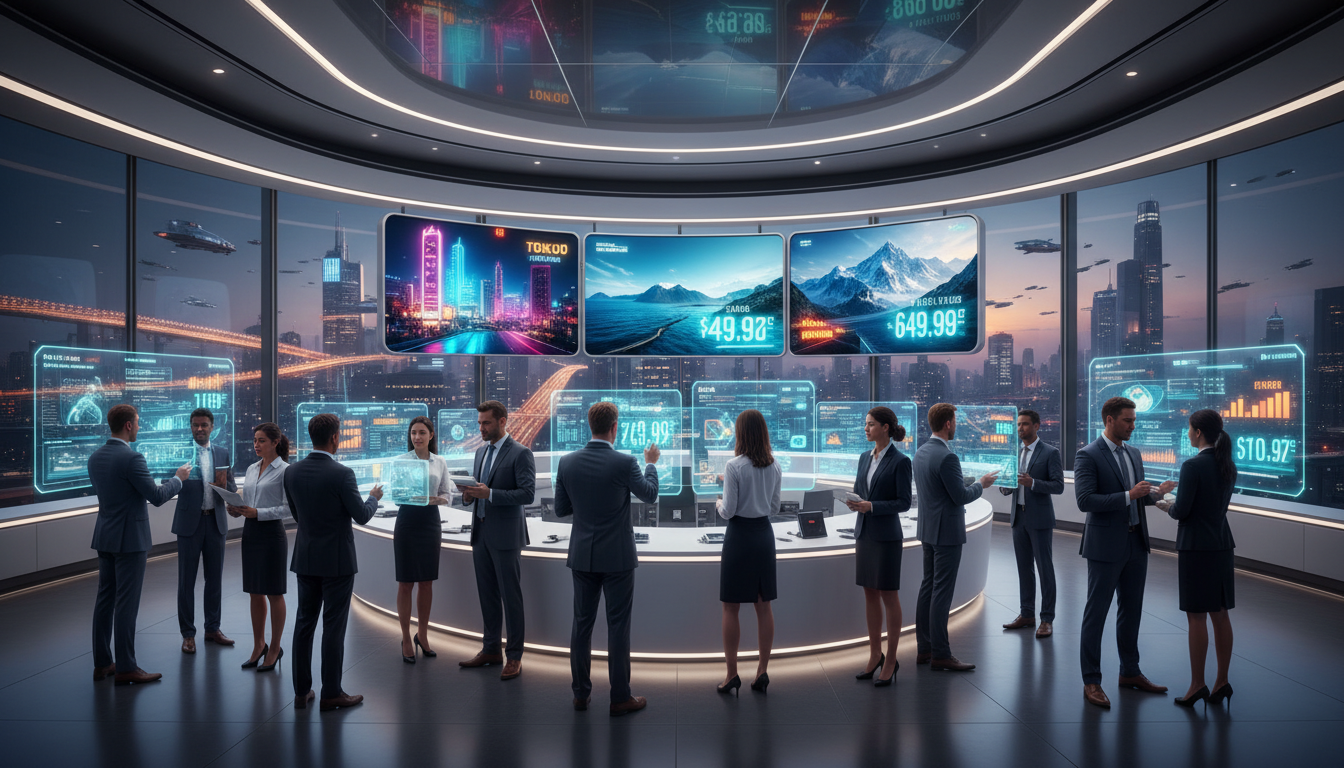 AI-powered smart booking engine showing real-time travel prices and destinations in 2026